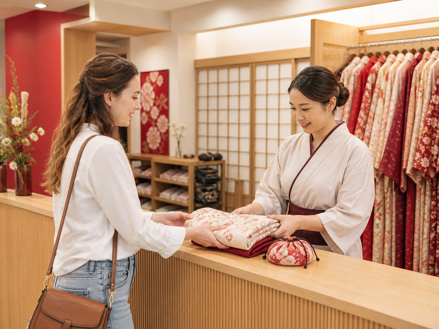 Returning the complete kimono set at reception